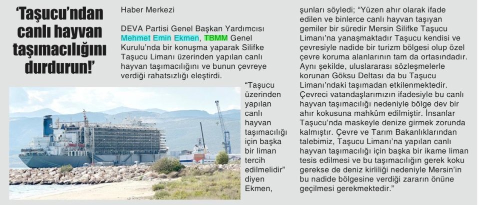 'TAŞUCU'NDAN CANLI HAYVAN TAŞIMACILIĞINI DURDURUN!'