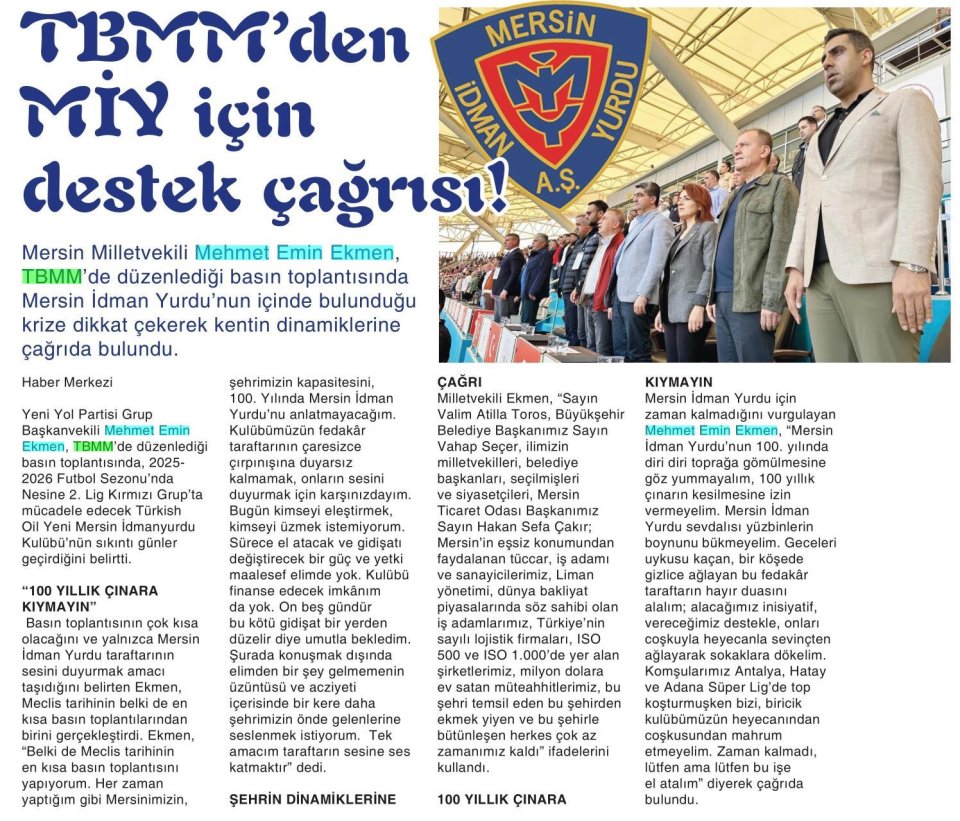 TBMM'DEN MİY İÇİN DESTEK ÇAĞRISI