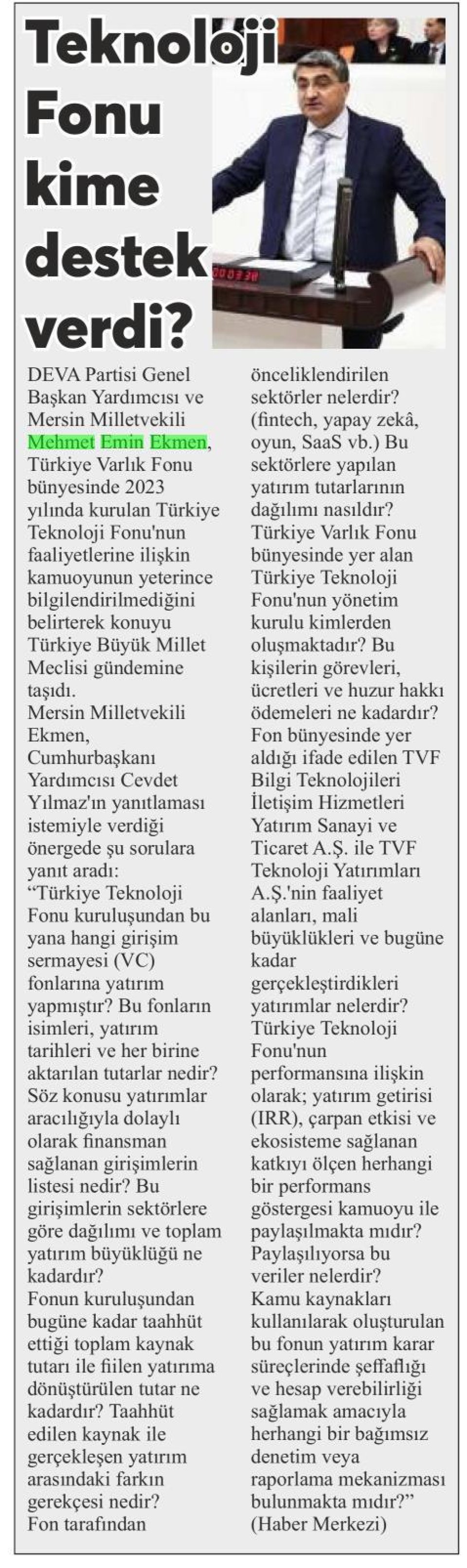 TEKNOLOJİ FONU KİME DESTEK VERDİ?