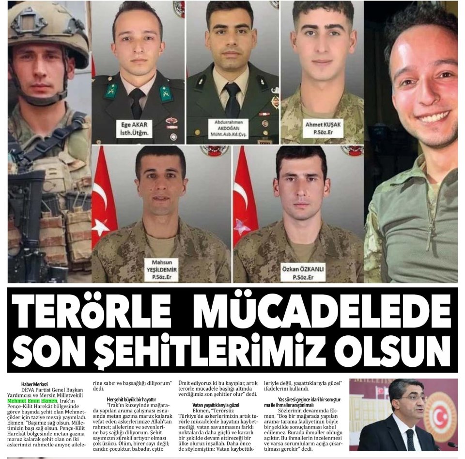 TERÖRLE MÜCADELEDE SON ŞEHİTLERİMİZ OLSUN