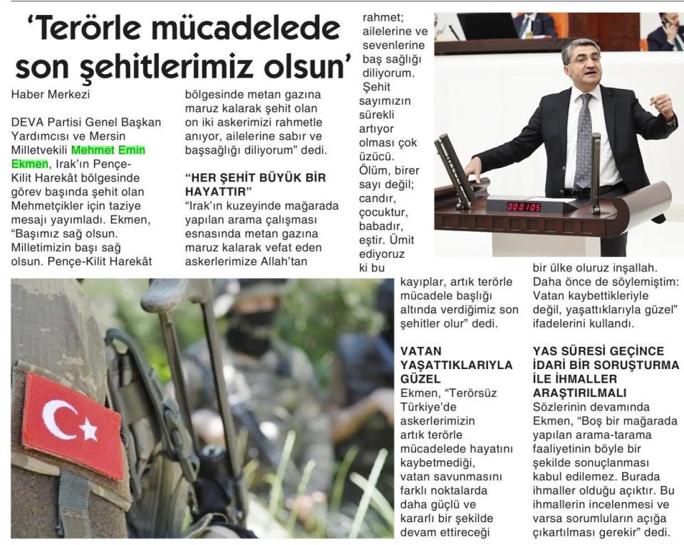 'TERÖRLE MÜCADELEDE SON ŞEHİTLERİMİZ OLSUN'