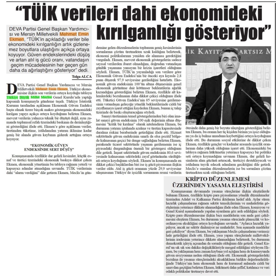 ''TÜİK VERİLERİ DAHİ EKONOMİDEKİ KIRILGANLIĞI GÖSTERİYOR''