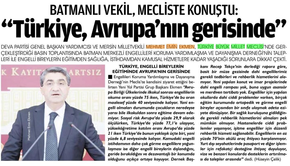 TÜRKİYE AVRUPANIN GERİSİNDE