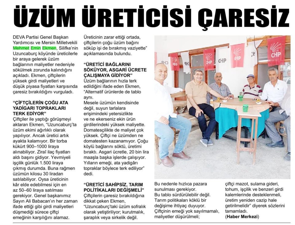 ÜZÜM ÜRETİCİSİ ÇARESİZ