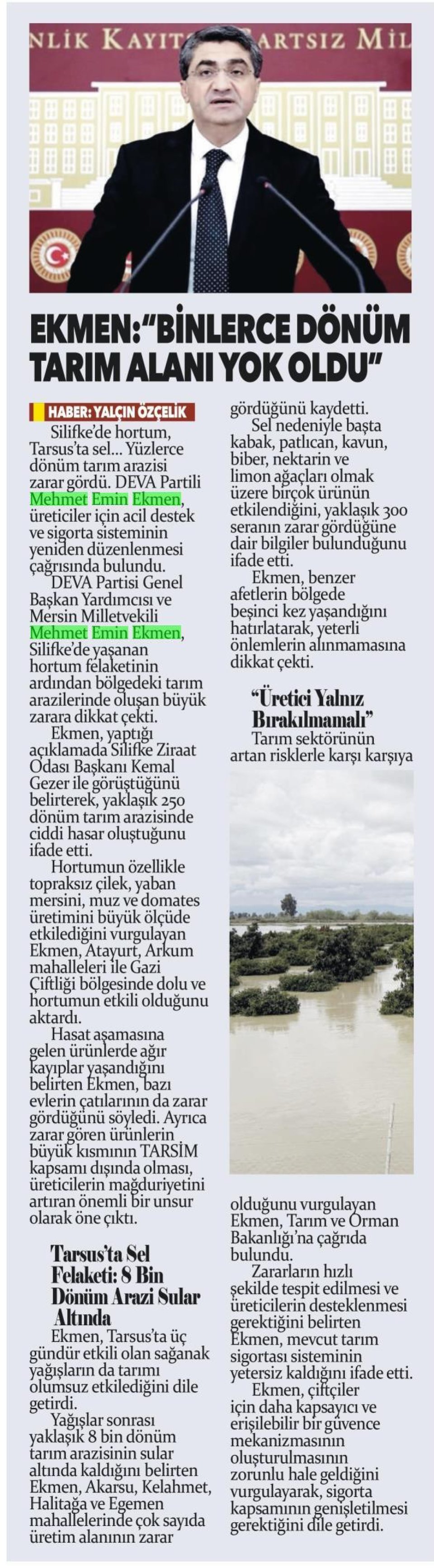  YAĞIŞLAR TARIM  YAĞIŞLAR TARIM ARAZİLERİNİ VURDU