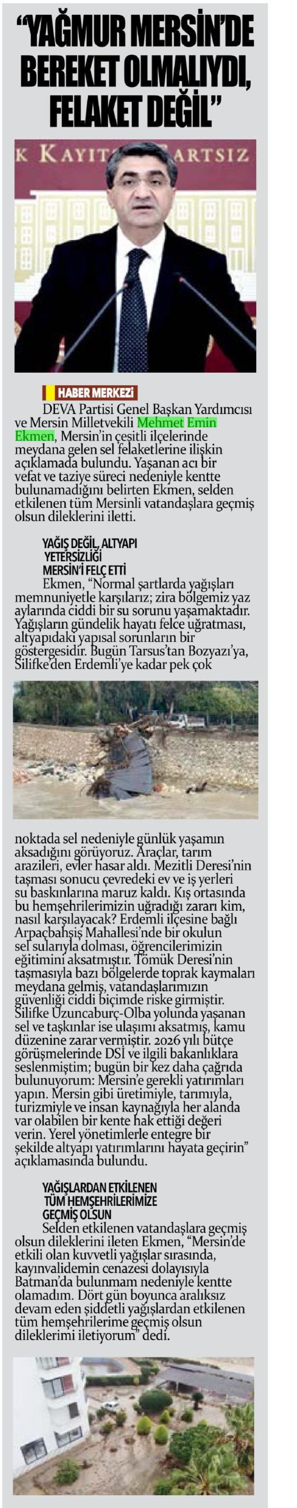 YAĞMUR MERSİN DE BEREKET OLMALIYDI FELAKET DEĞİL