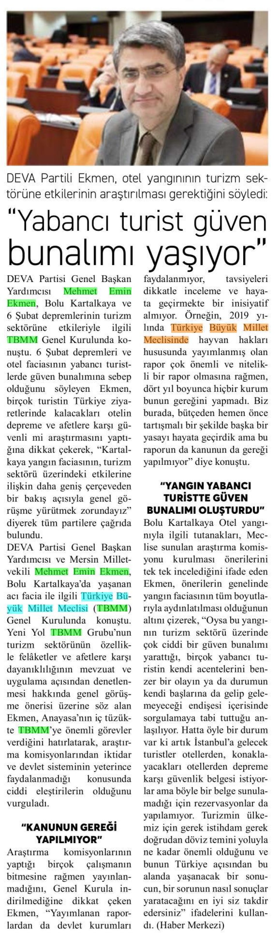 YABANCI TURİST GÜVEN BUNALIMI YAŞIYOR''
