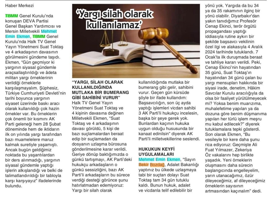 'YARGI SİLAH OLARAK KULLANILAMAZ''