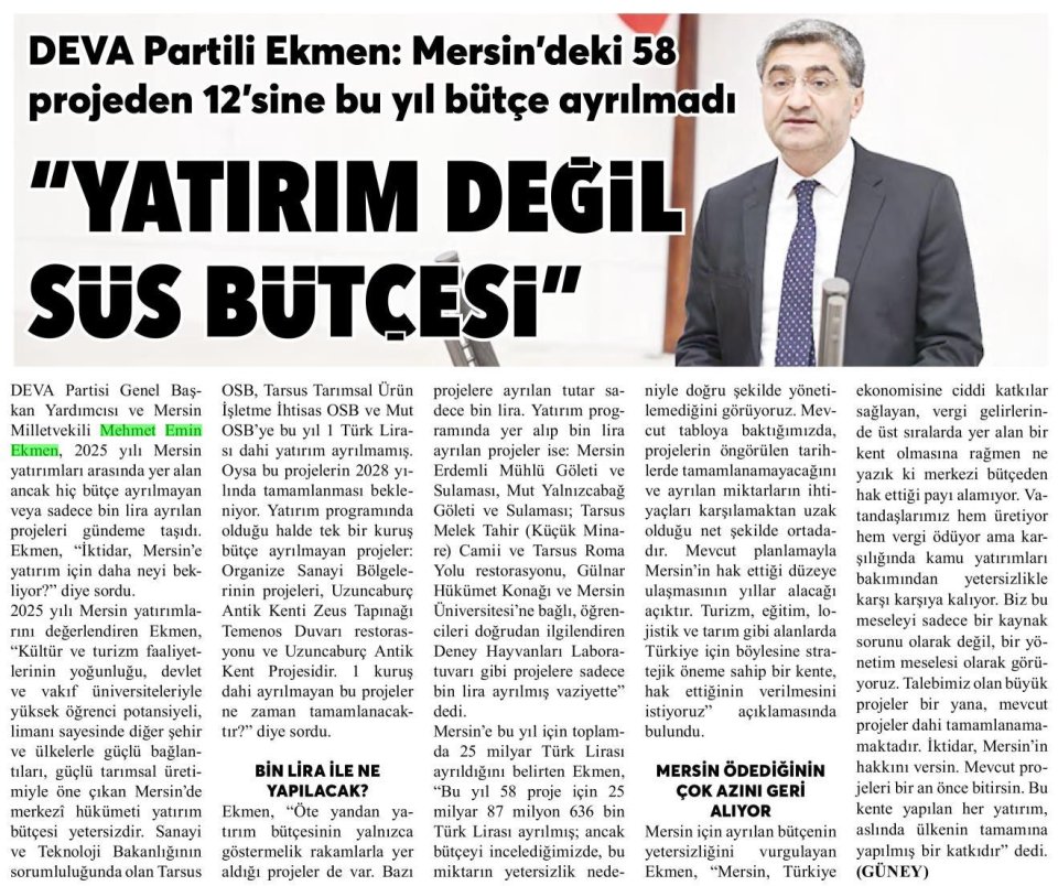 YATIRIM DEĞİL, SÜS BÜTÇESİ